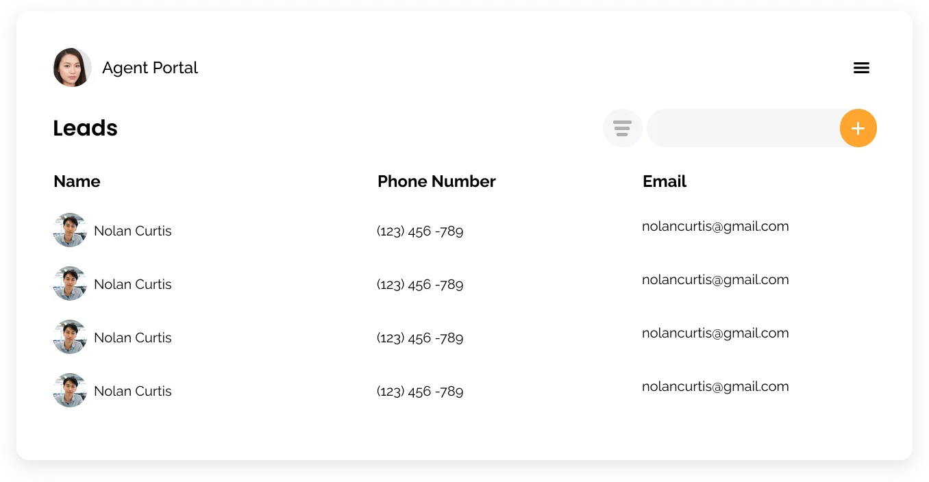 Agent Portal Leads Management